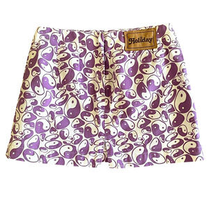 EMMA MULHOLLAND on HOLIDAY Women's Size Small Lavender/White Yin-Yang Mini Skirt